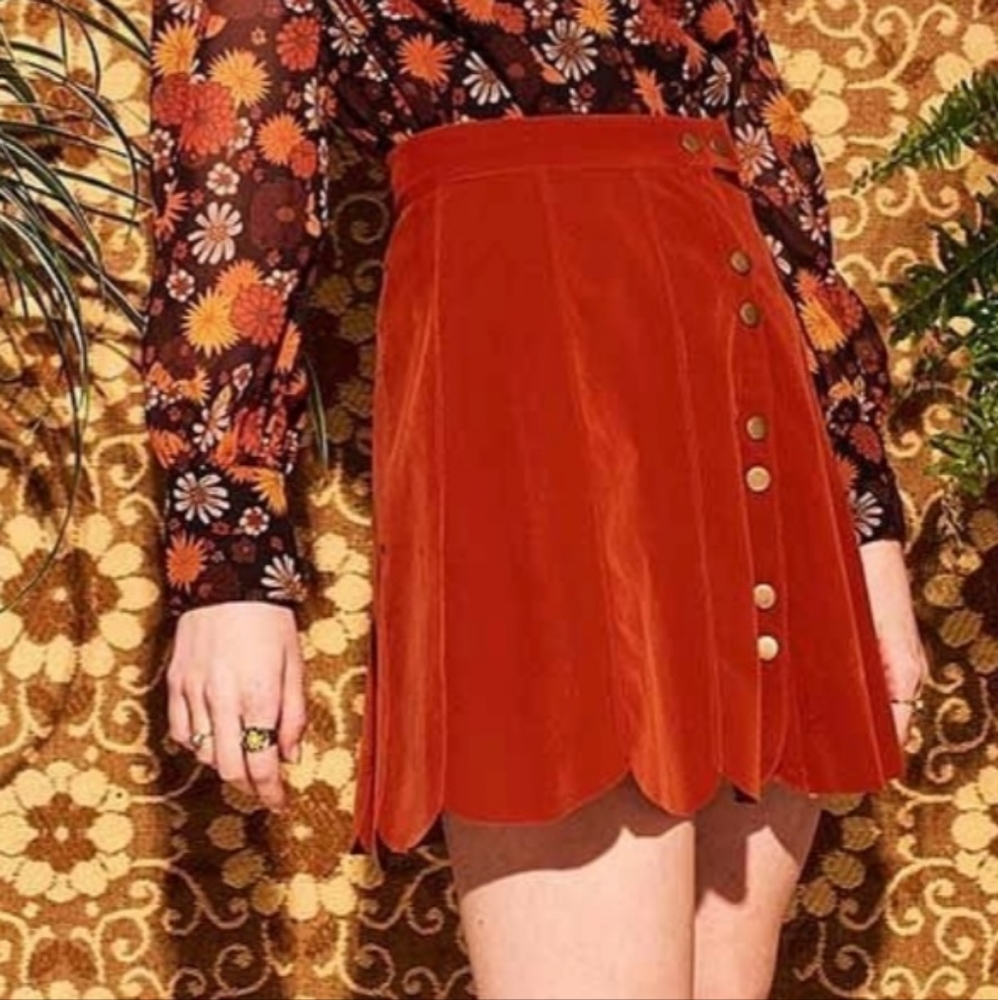 Katie Mae Orange Pipper Mini Skirt